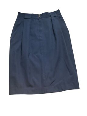 Vintage Rena Rowan for Saville Navy Blue Pleated Pencil Skirt Size 12 USA made